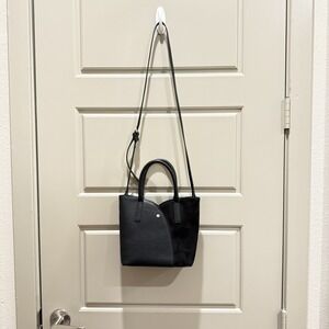 Lauren Conrad Crossbody Handbag Black  Gold Hardware Faux Leather & Suede